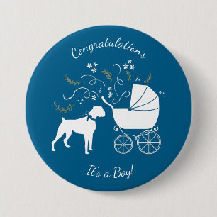 Boxer Dog Babydusche Button