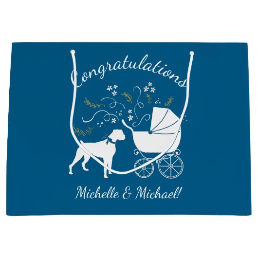 Boxer Dog Babydusche Große Geschenktüte (Vorderseite)