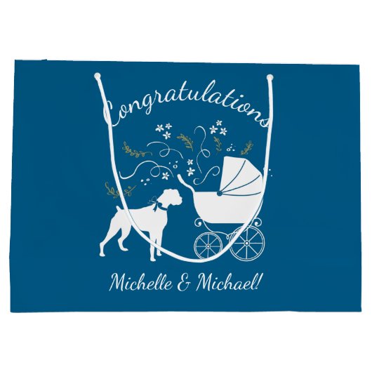 Boxer Dog Babydusche Große Geschenktüte (Rückseite)