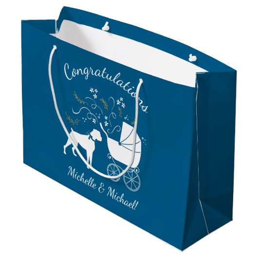 Boxer Dog Babydusche Große Geschenktüte (Rückseite Schrägansicht)