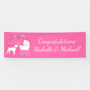 Boxer Dog Babydusche Puppy Pink Girl Banner