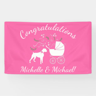 Boxer Dog Babydusche Puppy Pink Girl Banner