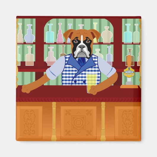 Boxer Dog Beer Pub Magnet (Vorne)