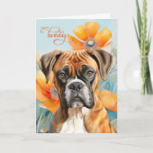 Boxer Dog Birthday Bold Orange Poppy Flowers Karte (Vorderseite)