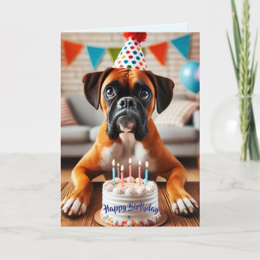 Boxer Dog Birthday Fun Feiertagskarte (Vorderseite)