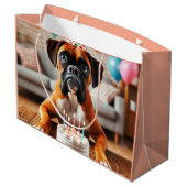 Boxer Dog Birthday Fun Große Geschenktüte (Rückseite Schrägansicht)