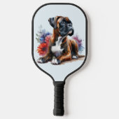 Boxer Dog Blooms: Spielerisches Pup & florale Eleg Pickleball Schläger (Rückseite)