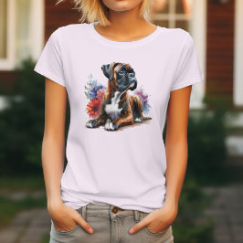 Boxer Dog Blooms: Spielerisches Pup & florale Eleg T-Shirt