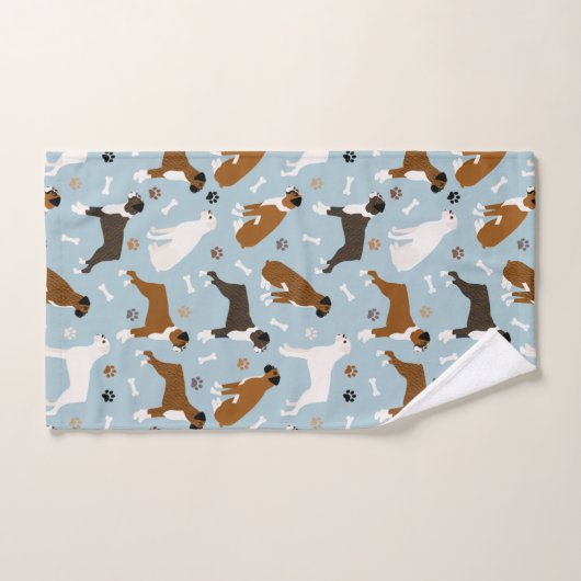 Boxer Dog Bones and Paws Bath Handtuch Set (Handtuch)