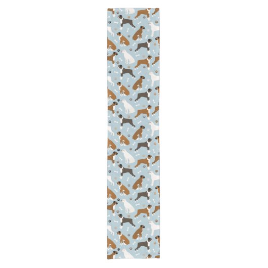 Boxer Dog Bones and Paws Kurz Table Runner Kurzer Tischläufer (Vorderseite)