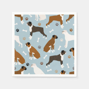 Boxer Dog Bones and Paws Napkins Serviette