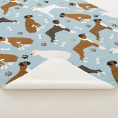 Boxer Dog Bones and Paws Sherpa Blanket Sherpadecke (3/4)
