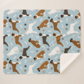 Boxer Dog Bones and Paws Sherpa Blanket Sherpadecke (Vorderseite (Horizontal))