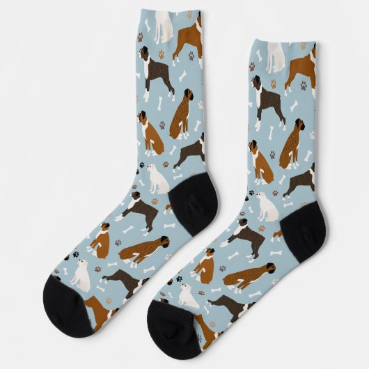 Boxer Dog Bones and Paws Socks Socken (Linkes Detail)