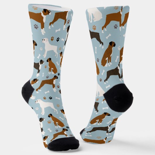 Boxer Dog Bones and Paws Socks Socken (Gewinkelt)