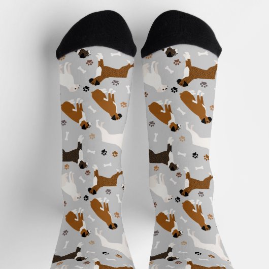 Boxer Dog Bones and Paws Socks Socken (Oben)