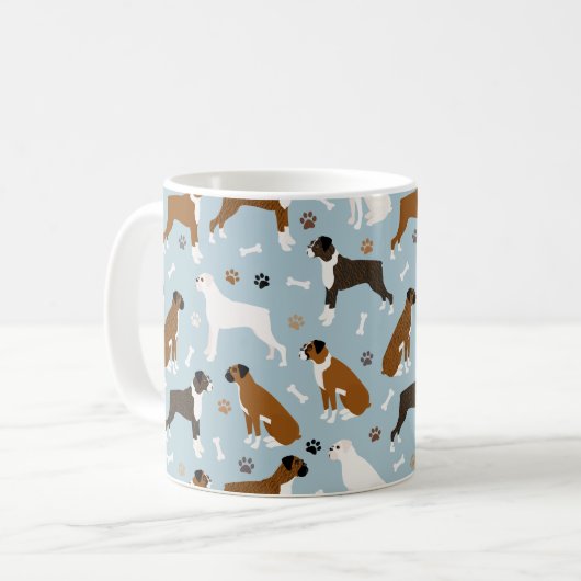 Boxer Dog Bones and Paws Tasse (Vorderseite Links)