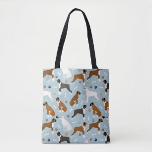 Boxer Dog Bones and Paws Tote Bag Tasche
