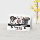 Boxer Dog Breed Birthday Card - Happy Woof Day Karte (Gelbe Blume)