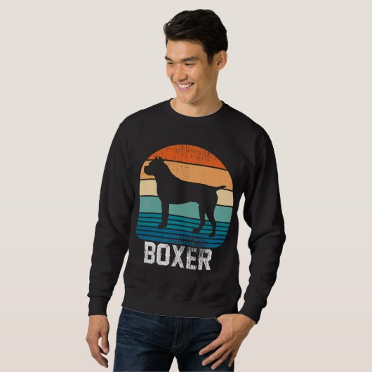 Boxer Dog Breed - Retro Rainbow Sunset Liebe Hund Sweatshirt (Vorne ganz)