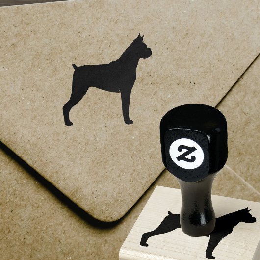 Boxer Dog Breed Silhouette Gummistempel