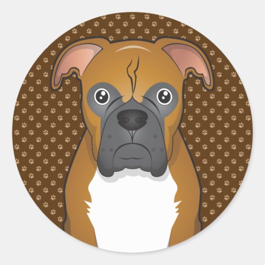 Boxer Dog Cartoon Paws Runder Aufkleber (Vorderseite)