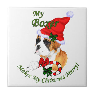 Boxer Dog Christmas Fliese