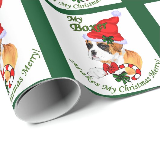 Boxer Dog Christmas Geschenkpapier (Rolleneckpunkt)