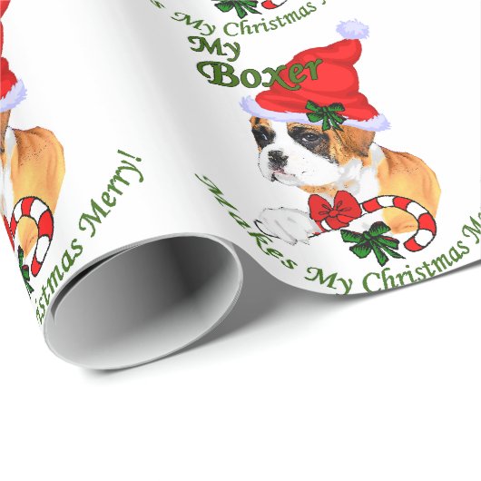 Boxer Dog Christmas Geschenkpapier (Rolleneckpunkt)