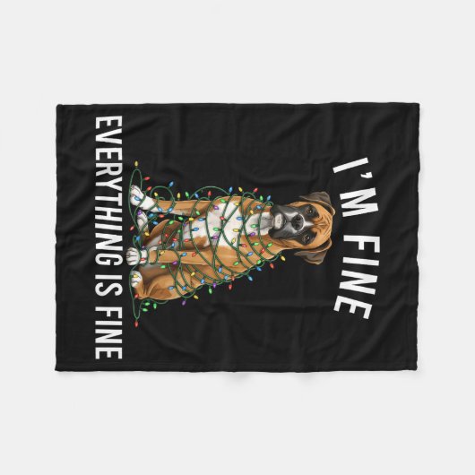 Boxer Dog Christmas I'm Fine Everything Is Fine  Fleecedecke (Vorderseite (Horizontal))
