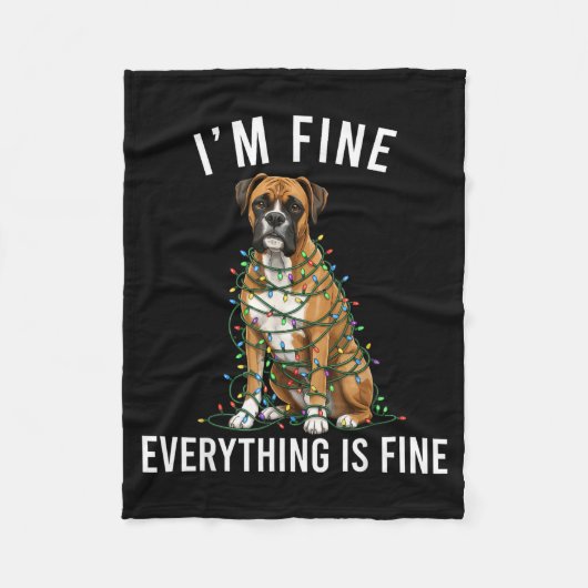 Boxer Dog Christmas I'm Fine Everything Is Fine  Fleecedecke (Vorderseite)