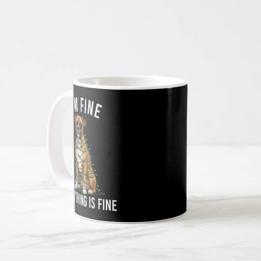Boxer Dog Christmas I'm Fine Everything Is Fine Kaffeetasse (Vorderseite Links)