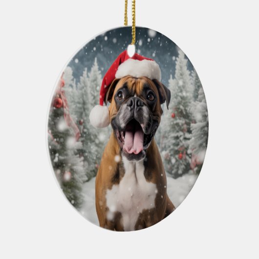 Boxer Dog Christmas Keepake Keramik Ornament (Rechts)
