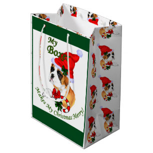 Boxer Dog Christmas Merry Mittlere Geschenktüte