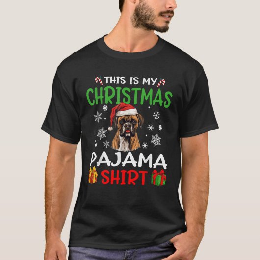 Boxer Dog Christmas Pajama Merry X mas T-Shirt (Vorderseite)