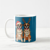 Boxer Dog Christmas Santa Hat Reindeer Lights Paja Kaffeetasse (Links)
