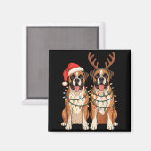 Boxer Dog Christmas Santa Hat Reindeer Lights Paja Magnet (Vorderseite/Rückseite)
