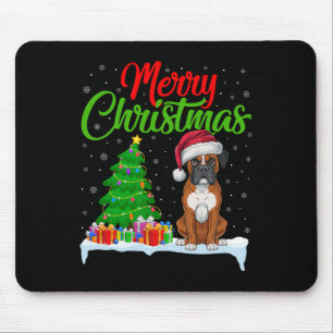 Boxer Dog Christmas Tree Lights Funny Xmas Boxer D Mousepad