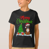 Boxer Dog Christmas Tree Lights Funny Xmas Boxer D T-Shirt (Vorderseite)