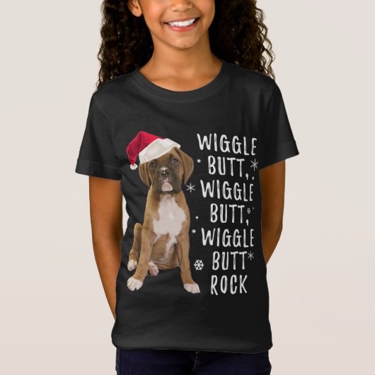 Boxer Dog Christmas - Wiggle Hintern Rock T-Shirt (Vorderseite)