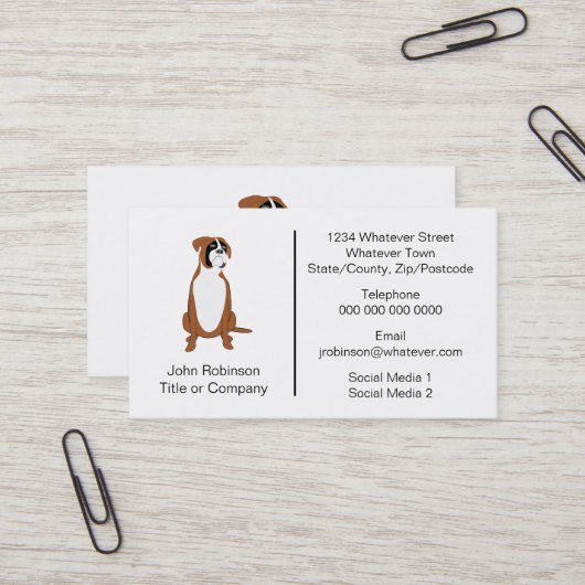 Boxer Dog Design Boarding Kennels Visitenkarte (Vorderseite/Rückseite Beispiel)