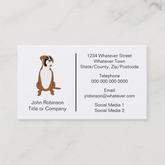 Boxer Dog Design Boarding Kennels Visitenkarte (Vorderseite)