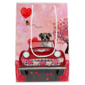 Boxer Dog Driving Car mit Herz Valentin Mittlere Geschenktüte (Rückseite)