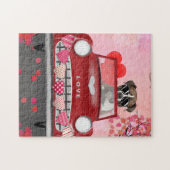 Boxer Dog Driving Car mit Herz Valentin Puzzle (Horizontal)