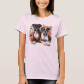 Boxer Dog Duo unter den Blume T-Shirt (Vorderseite)