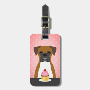 Boxer Dog Eating Cupcake PInk Gepäckanhänger