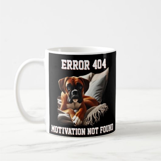 Boxer Dog Error 404 Motivation wurde nicht gefunde Kaffeetasse (Links)