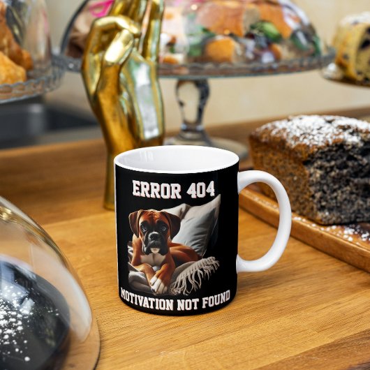 Boxer Dog Error 404 Motivation wurde nicht gefunde Kaffeetasse