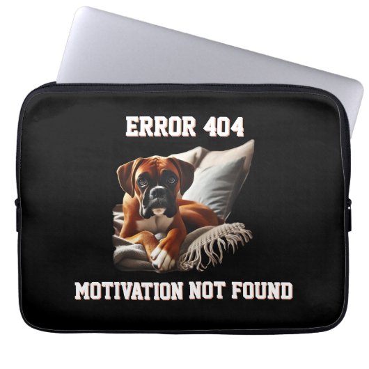 Boxer Dog Error 404 Motivation wurde nicht gefunde Laptopschutzhülle (Vorderseite)