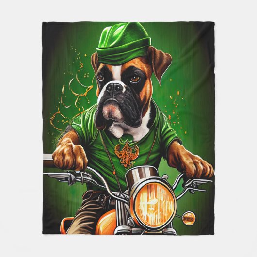 Boxer Dog Fahrrad St. Patrick's Day Fleecedecke (Vorderseite)